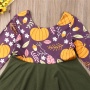 Factory pumpkin printed long sleeve dress infant girl kids clothes