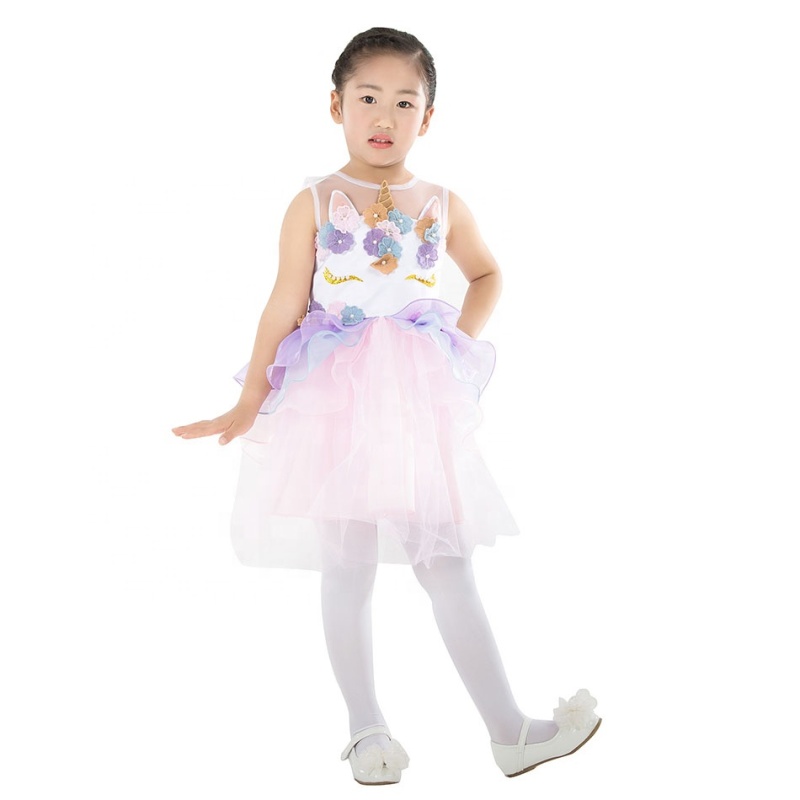 Wholesale Baby Girls Puffy Unicorn Princess Dress