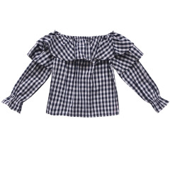 Wholesales OEM christmas plaid fall long sleeves kids top girl blouse 2020