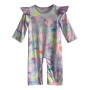 2020 hot new design elastic tie dye clothes fall flutter long sleeve baby jumpsuit