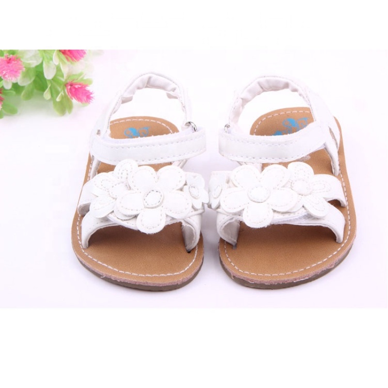 2021 cheap wholesale trendy double strap leather flower baby girl sandals