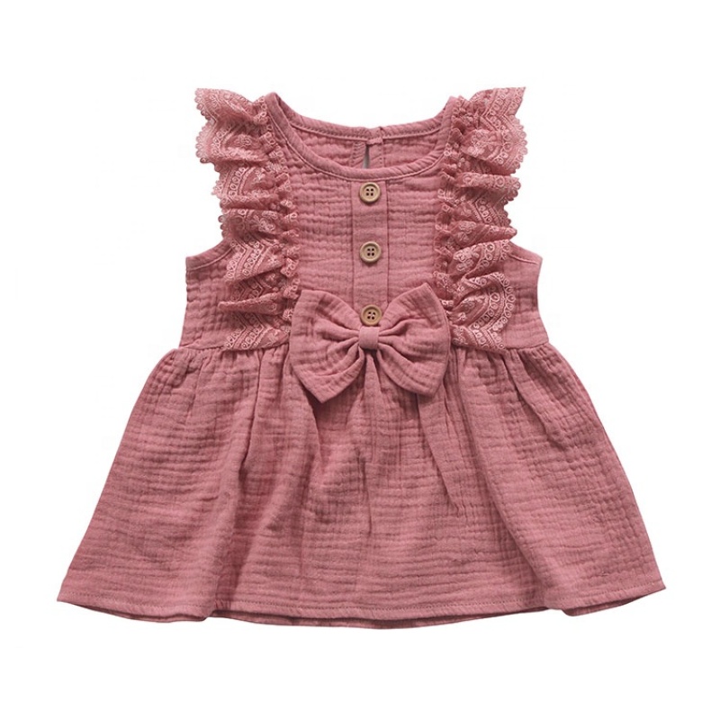 Pink summer cotton toddler children baby girl wear  causal dress