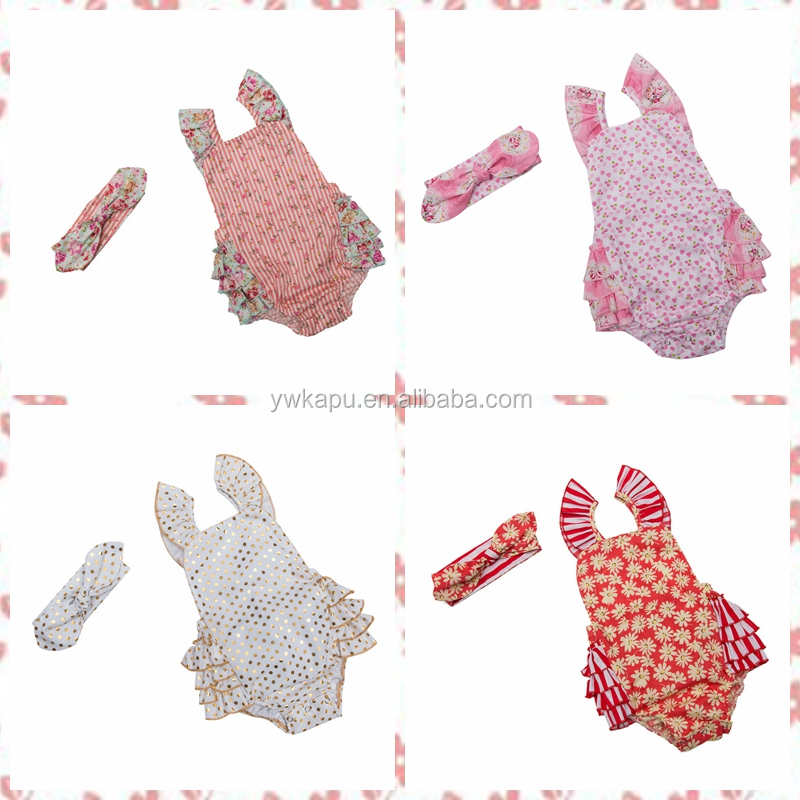 Wholesale Children Boutique Clothing Baby Clothes Gold Baby Romper in Stock Gold Polka Dot Clothing Sets Girls Spandex / Cotton