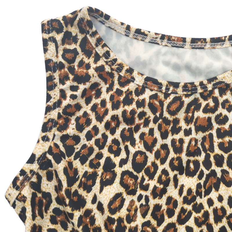 Wholesale Boutique Leopard Sleeveless Girls Dresses 