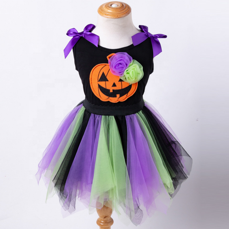 New arrival halloween baby vest sleeveless trendy punk toddler tulle pleated skirt