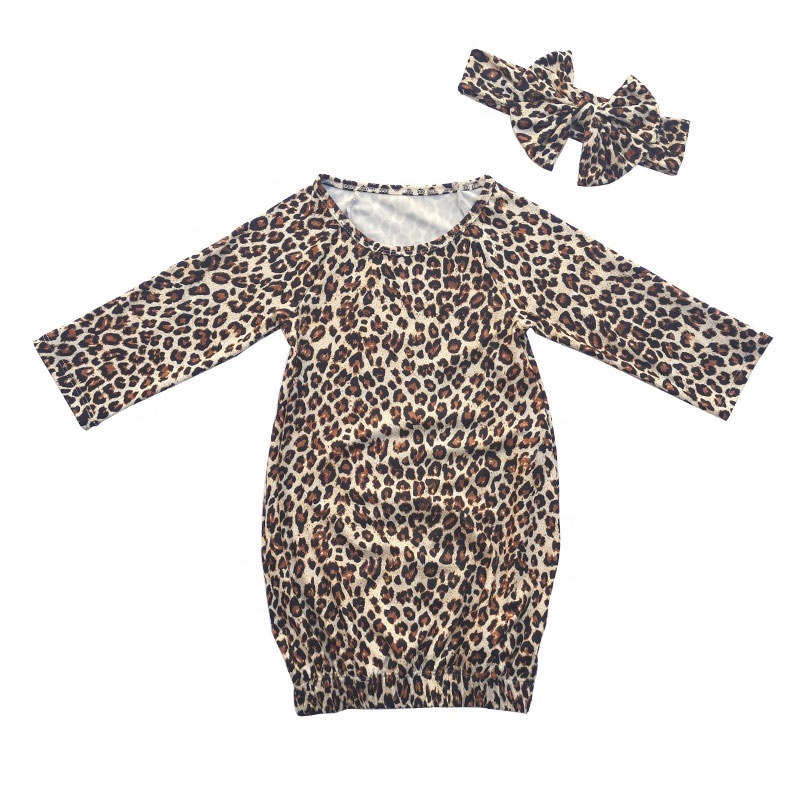 Unisex Long Sleeve Baby Gown Milk Silk Baby Sleeper Baby Knotted Gowns
