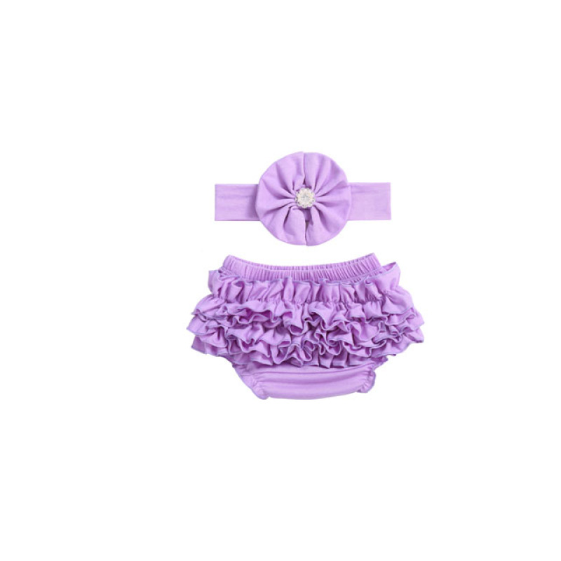 Hot selling new design soft organic cotton  wholesale baby bloomers with headband