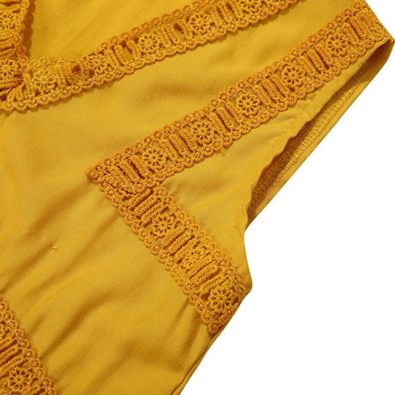 Latest yellow rayon sleeveless girls party wear top casual top for girls