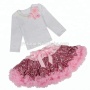 Wholesale children's boutique clothing flower decorate long sleeve top match sequin tutu skirt girl outfit