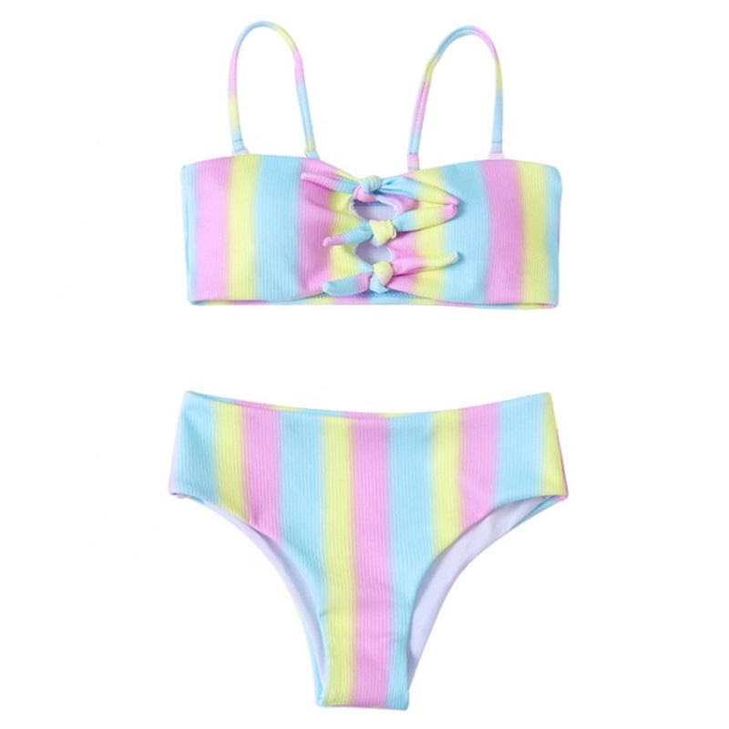 Bikini manufacture high quality little girls yellow pink dropshipping swimwear