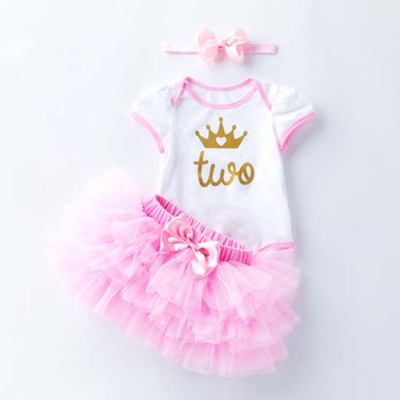 New Arrival Cotton Girls Bodysuit With Tutu Skirts And Hair Band For Smash Cake Birthday Party