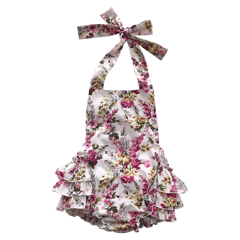 2020 New arrival  Wholesale price floral Printing Cotton baby girl romper