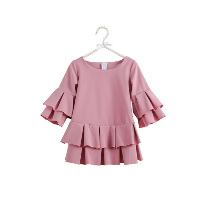 Latest Designs Lovely Baby Girls Printing Long Sleeve Dress Girls Clothing Wholesale Girl Dress One Piece