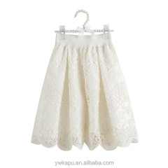 White Lace Pleated Wrap Skirt School Girl maxi Kids Skirt For Toddler