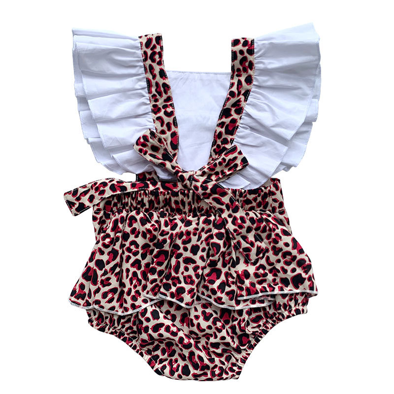 Wholesale Infant  hot sale baby summer clothes short sleeve leopard baby rompers