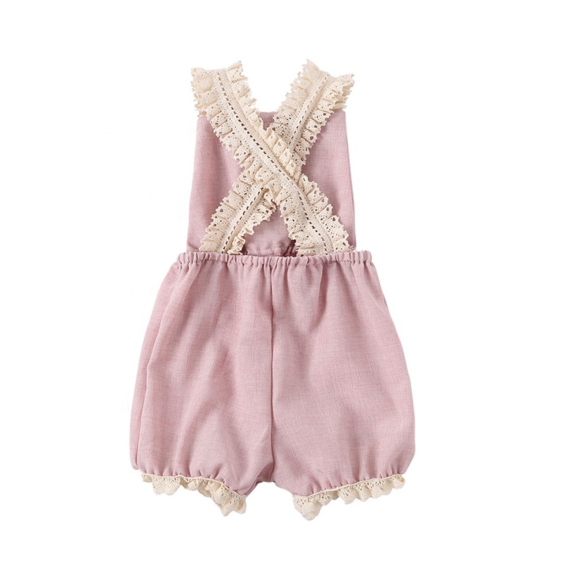 Fashion style ruffle lace romper little girl boutique clothes cotton baby romper