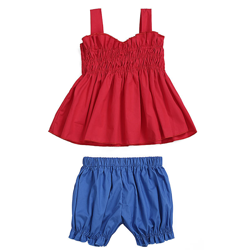2019 Wholesale children's boutique clothing baby girl smocking outfit summer cotton kids clothes set