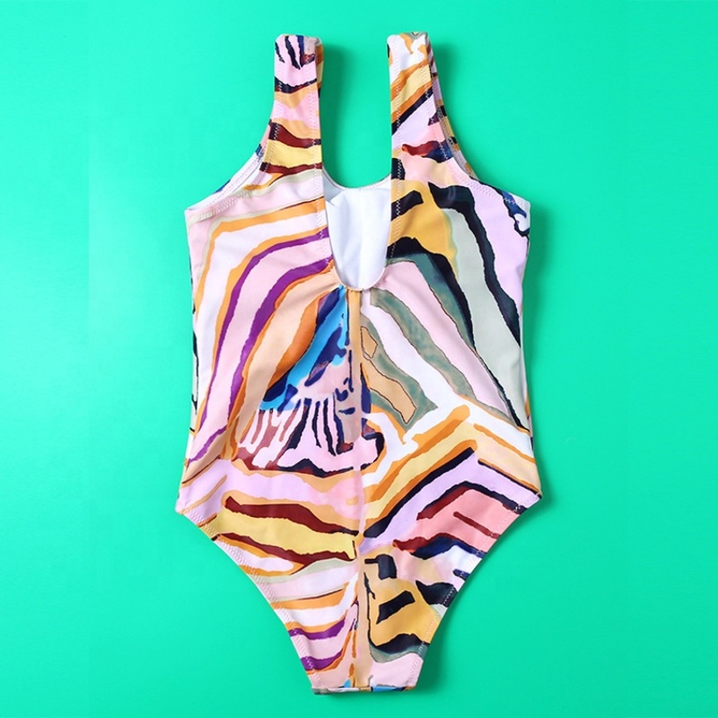 Novelty fashion trendy breathable one piece girls kids zebra bikini
