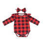 Toddler fall rainbow long sleeves  knit floral Christmas thanks giving baby girl's romper with headband