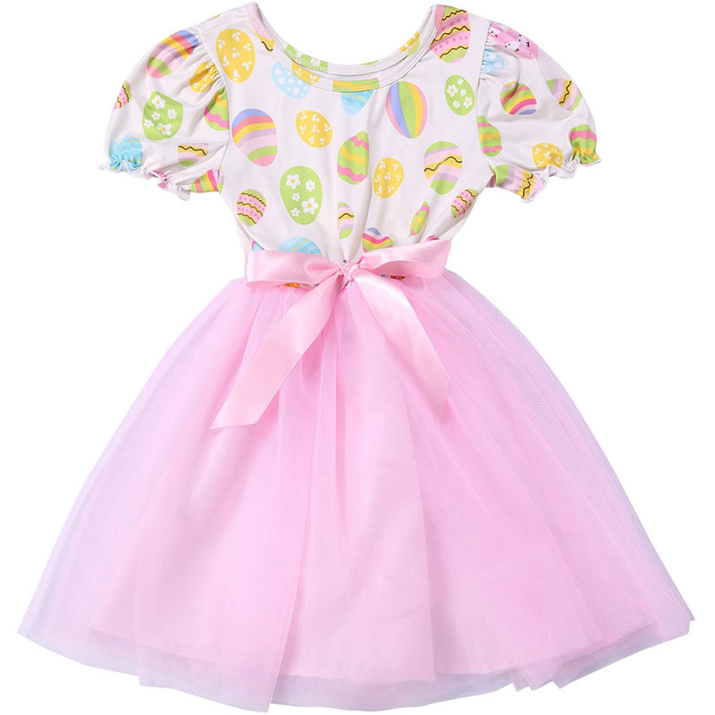 New fashion Easter short sleeve baby girl party dress toddler girl dresses