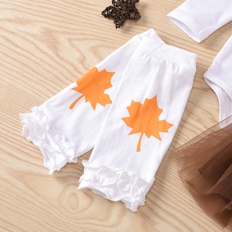 Thanksgiving day baby headband leg warmers long sleeve romper cotton tutu dresses set
