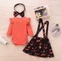 2021 Halloween trendy ruffle cartoon printed romper suspender dress