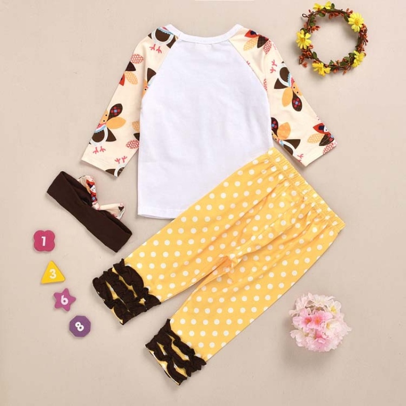 2021 long sleeve cotton turkey cartoon 2 piece baby clothing sets