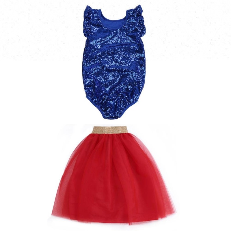 2018 Latest 4th of July boutique clothing summer outfit sequin romper tutu set for baby girl
