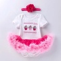 Wholesale High Quality Cotton Baby Romper with Tutu Skirts And Headband Outfit Set For Birthday Party