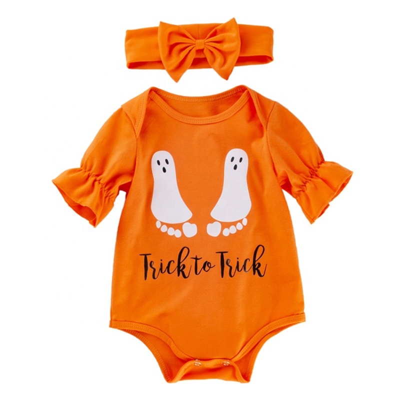 New arrival bone cotton printed trendy punk long sleeve halloween romper