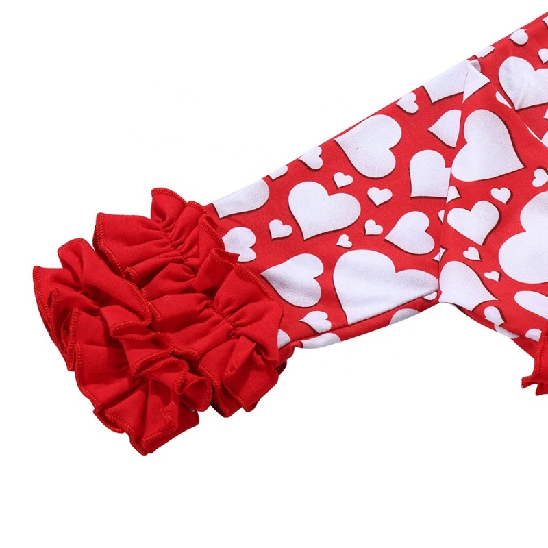 Kids Girls Kissing Lips Printed Ruffle Leggings and Top Spring Set with a Cute Headband