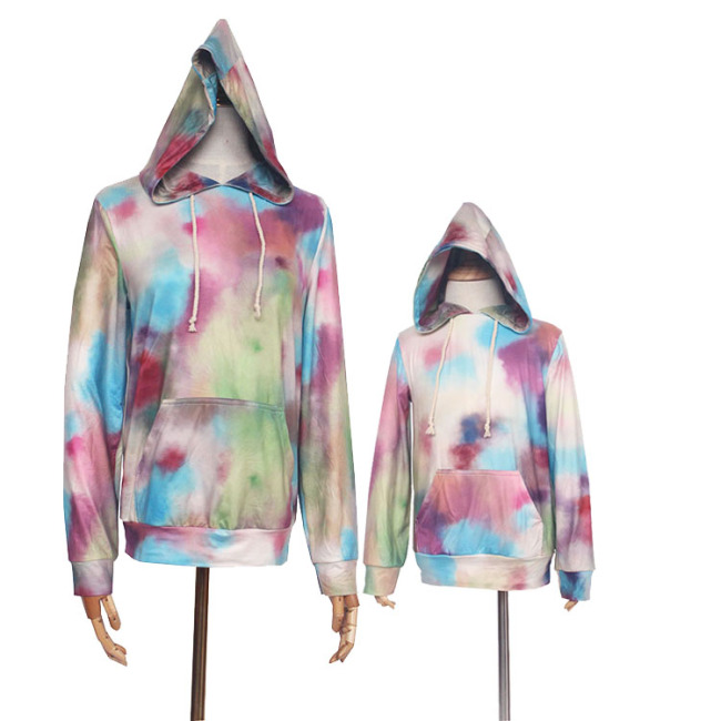 Fall trendy tie dye streetwear style fall clothing mommy and me pullover hoodie outfits