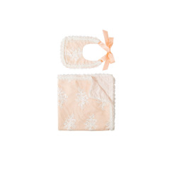 Latest design Organic Cotton Pink Muslin Baby Swaddle Blankets Bibs Set