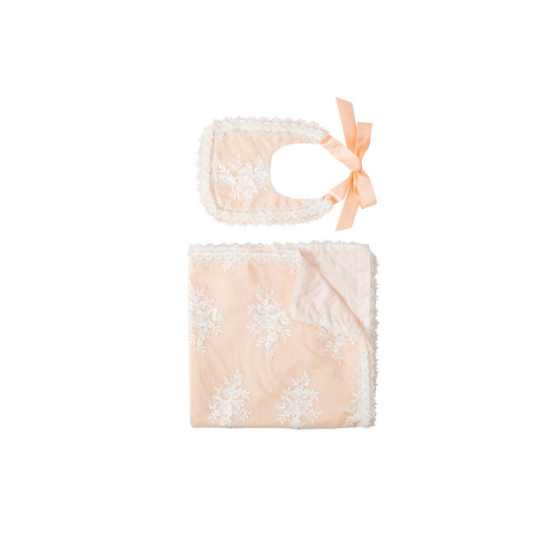 Latest design Organic Cotton Pink Muslin Baby Swaddle Blankets Bibs Set