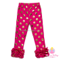Hot Pink Polka Dot Baby Pants Girls Pants Cotton Girls Solid Color Icing Ruffle Leggings