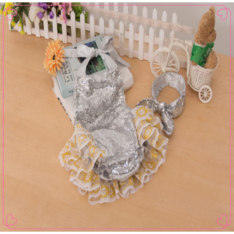 Kids Girls One Piece Children Swimsuit With Lace Kids Sleeveless Ruffle Gold Sequin Romper