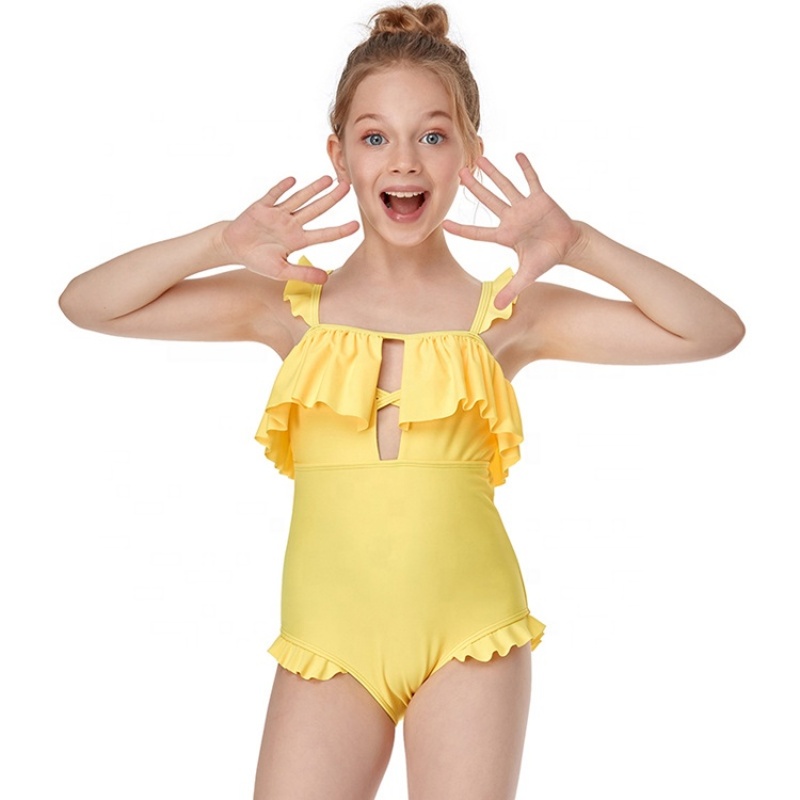 2021 fashion yellow blue ruffle swimsuit one piece sexy girl bikini