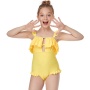 2021 fashion yellow blue ruffle swimsuit one piece sexy girl bikini