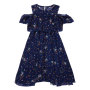 Boutique Polyester Flora Cold Off Shoulder Tassel Dress For Baby Girls