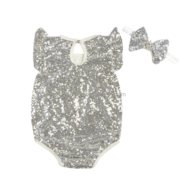 Wholesale Infant Toddlers Clothing Baby Romper,Baby Onesie with Matching Crown Headband