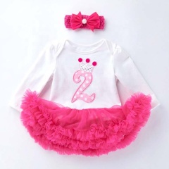 Factory Sale High Quality Cotton Baby Girl Romper With Tulle Tutu Dress And Headband 