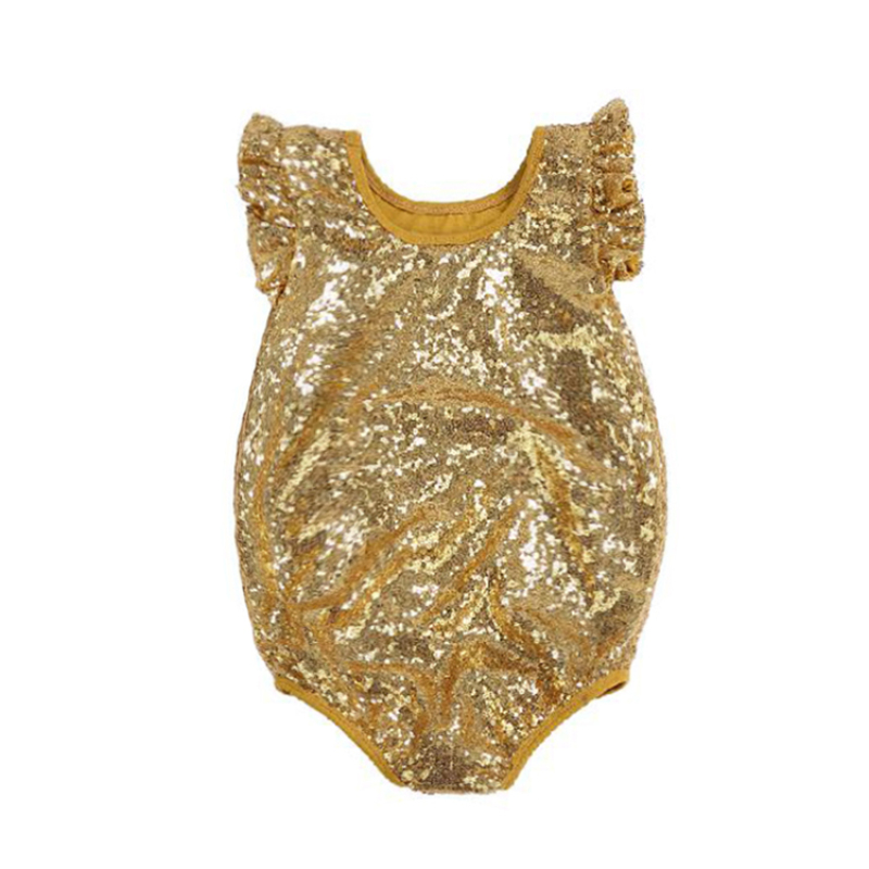 Latest kids boutique baby cotton onesie girl sequin romper baby clothes romper
