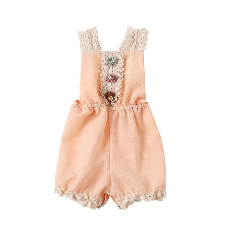Fashion style ruffle lace romper little girl boutique clothes cotton baby romper