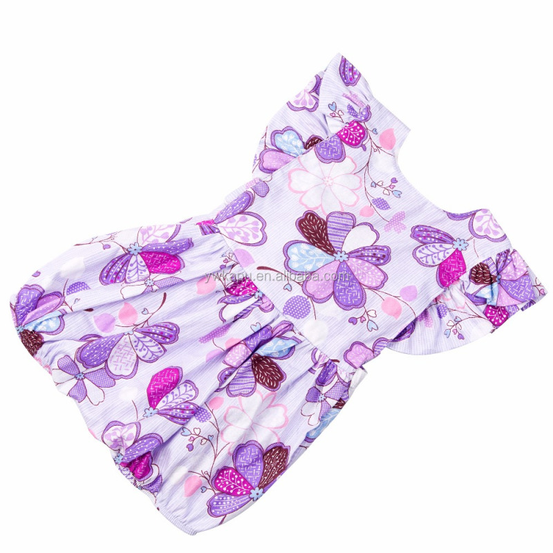 2018 summer hot selling soft cotton fabric floral print baby girl bubble romper