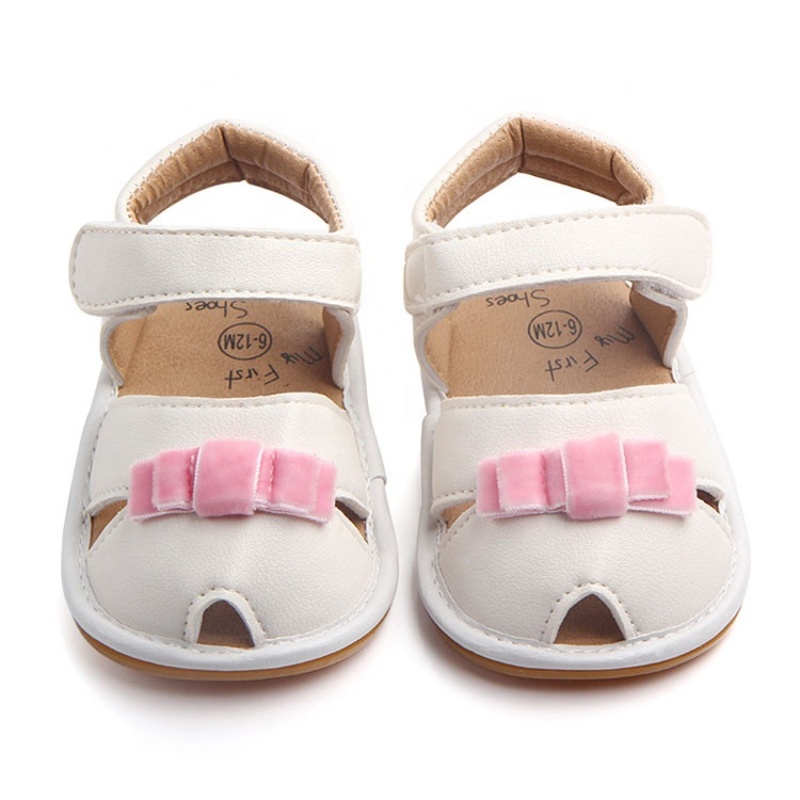 2021 high quality leather soft sole bow infant girl sandals