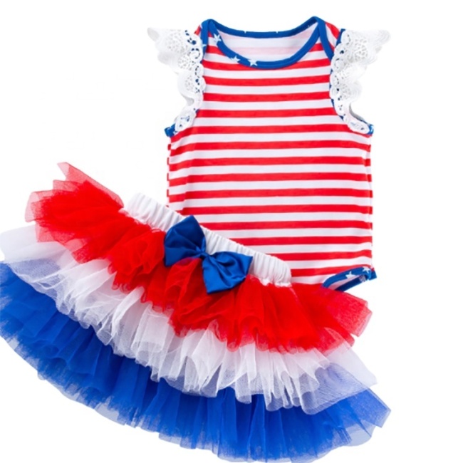 wholesale USA 4th of July cotton toddler clothing set stock