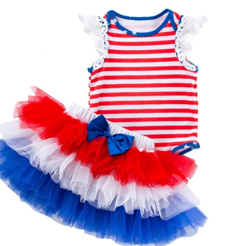 wholesale USA 4th of July cotton toddler clothing set stock