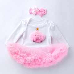 Wholesale Smash Cake Birthday Bodysuit With Tutu Skirts And Baby Shoes And Headband For Girls