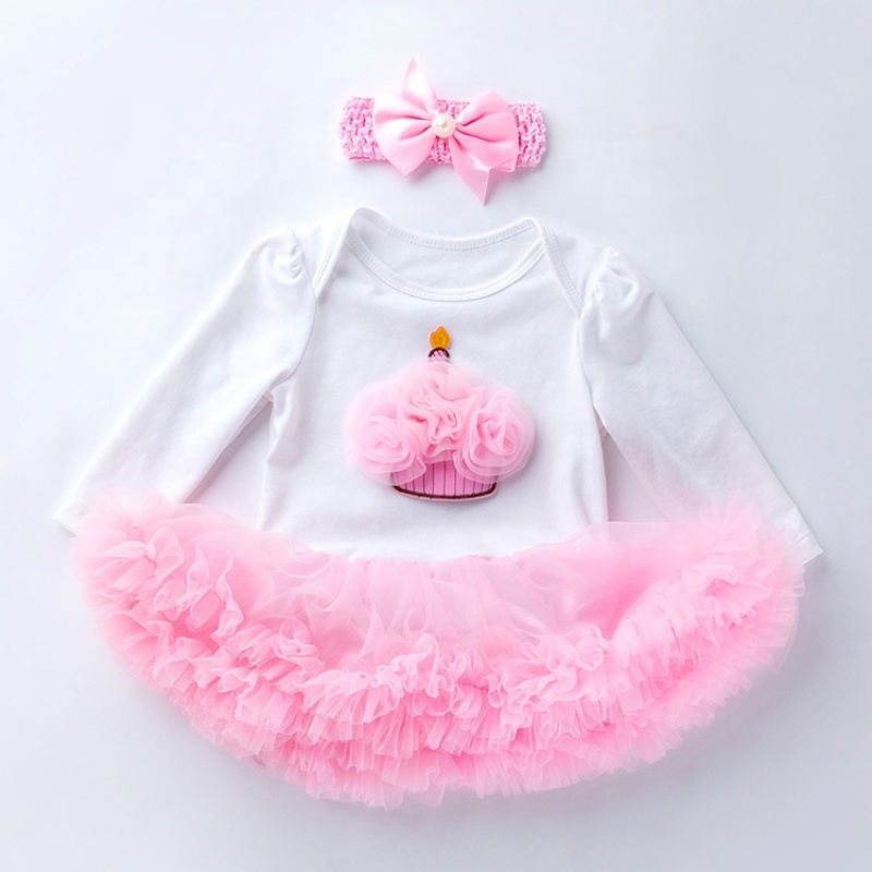 Wholesale Baby Girl Birthday Outfit Set With Headband 