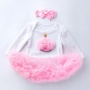 Wholesale Baby Girl Birthday Outfit Set With Headband 